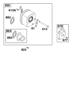 Exhaust Group Diagram and Parts List for 21R507-0001-H5  Briggs and Stratton Engine